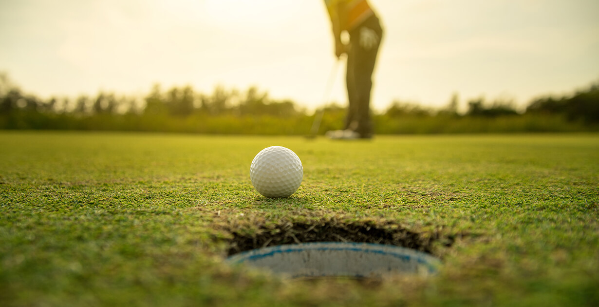 buca con pallina da golf